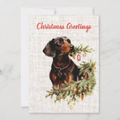 teckel hond rustieke kerstgroeten feestdagenkaart (Voorkant)