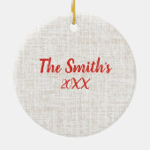  teckel hond rustieke kerstgroeten keramisch ornament (Achterkant)