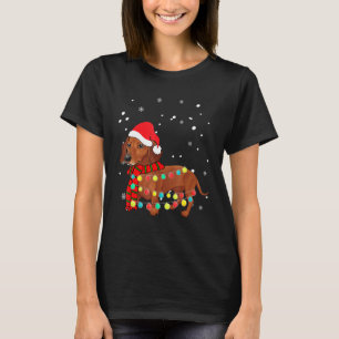 Teckel Hond Santa Hat Kersthond Lichtboom X T-shirt