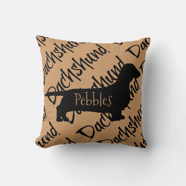 Teckel Hond Silhouet Custom Kussen (Voorkant)