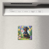 Teckel Hond Spring Bloemen Schilderen Magneet (Insitu (Vaatwasser))