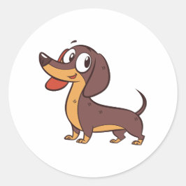 Teckel hond staat grappig ronde sticker