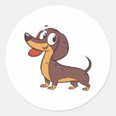 Teckel hond staat grappig ronde sticker (Voorkant)