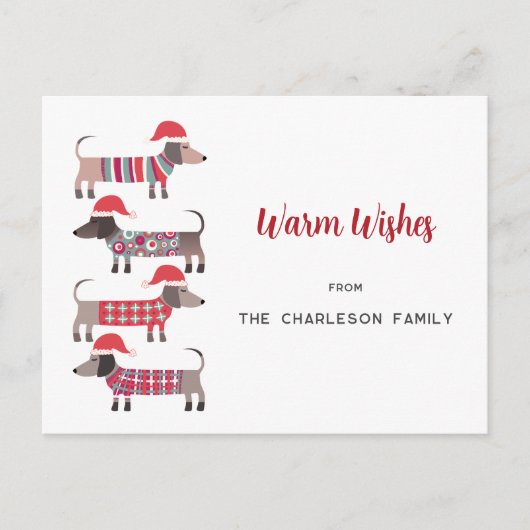 Teckel Honden in Kerst Petten Feestdagenkaart (Voorkant)