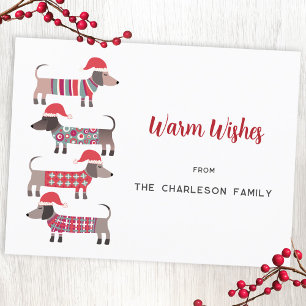 Teckel Honden in Kerst Petten Feestdagenkaart