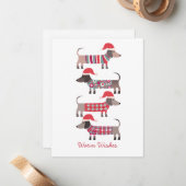 Teckel Honden in Kerstmis Petten Vakantie Notitiekaartje (Voorkant / Achterkant in situ)