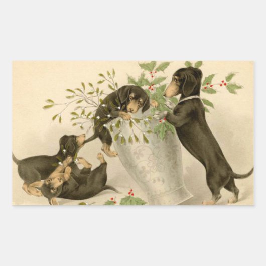  teckel honden kerstvakantie sticker (Voorkant)