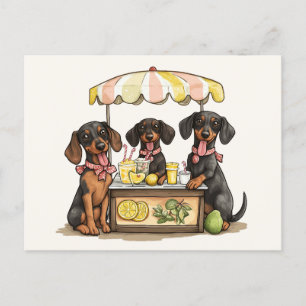 Teckel Honden Lemonade Stand Briefkaart