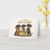 Teckel Honden Lemonade Stand Kaart (Gele Bloem)