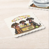 Teckel Honden Lemonade Stand Kartonnen Onderzetters (Gebogen)