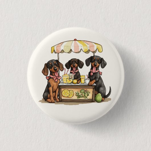 Teckel Honden Lemonade Stand Ronde Button 3,2 Cm (Voorkant)