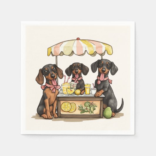 Teckel Honden Lemonade Stand Servet (Voorkant)