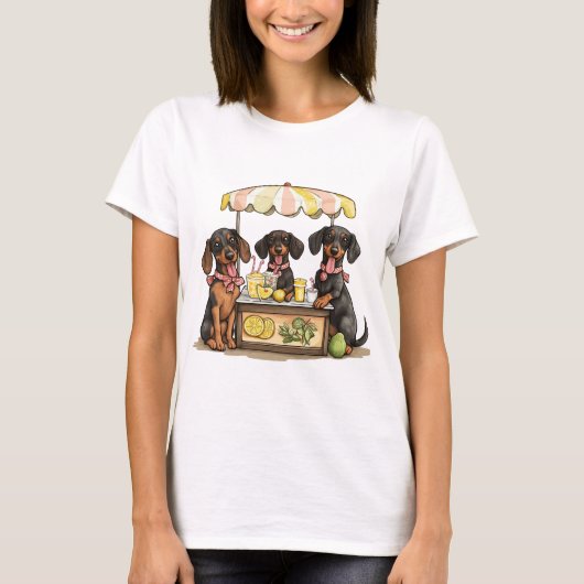 Teckel Honden Lemonade Stand T-shirt (Voorkant)