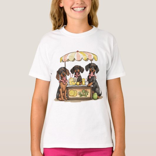 Teckel Honden Lemonade Stand T-shirt (Voorkant)