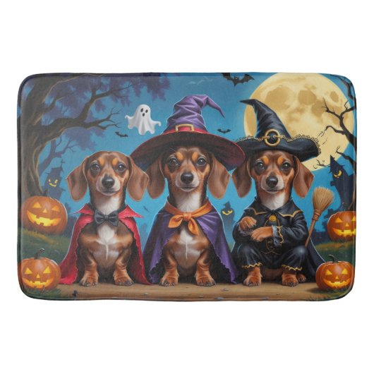 Teckel Honden Pompoen Halloween Funny Badmat (Voorkant)