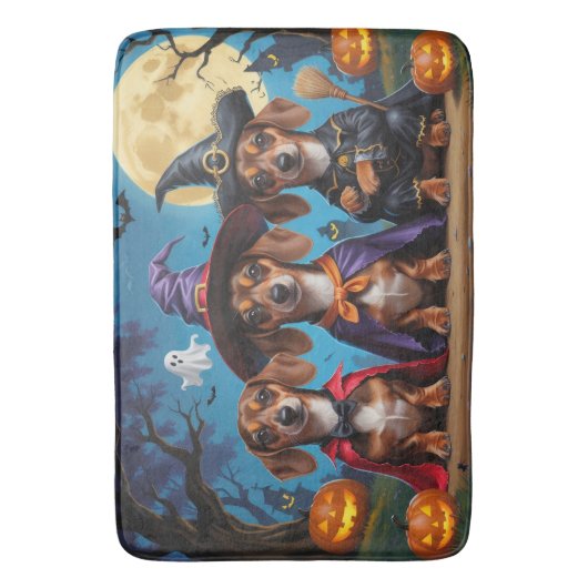 Teckel Honden Pompoen Halloween Funny Badmat (Voorkant Verticaal)