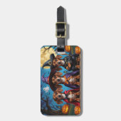 Teckel Honden Pompoen Halloween Funny Bagagelabel (Voorkant verticaal)