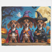 Teckel Honden Pompoen Halloween Funny Fleece Deken (Voorkant (Horizontaal))