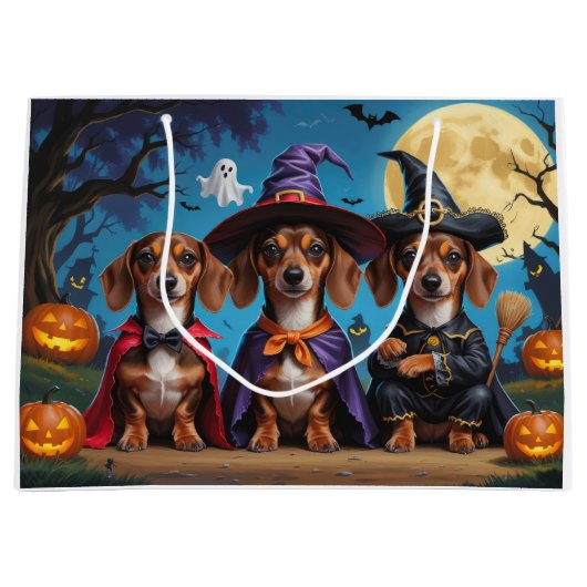 Teckel Honden Pompoen Halloween Funny Groot Cadeauzakje (Voorkant)