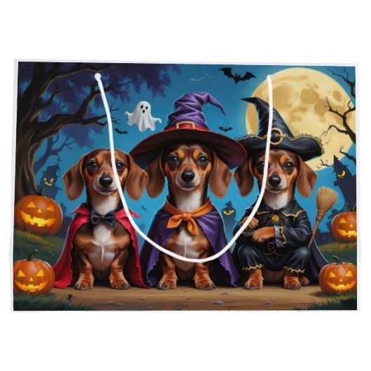 Teckel Honden Pompoen Halloween Funny Groot Cadeauzakje (Achterkant)