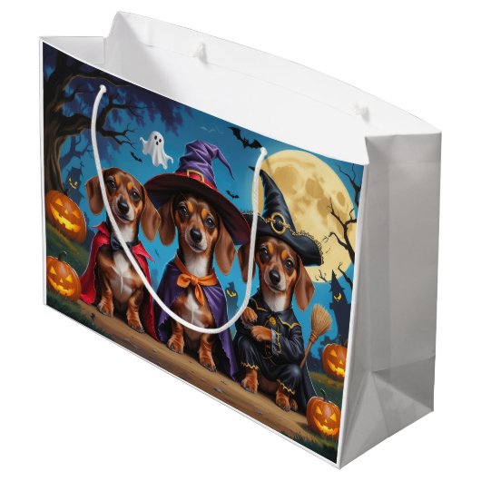 Teckel Honden Pompoen Halloween Funny Groot Cadeauzakje (Achterkant Gekanteld)