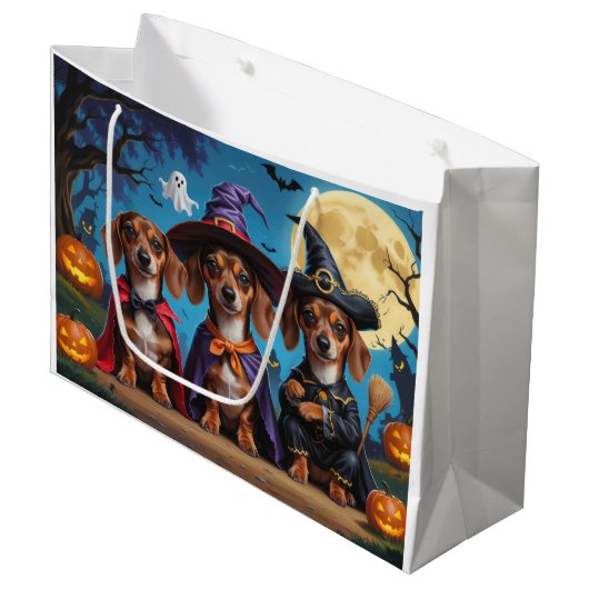 Teckel Honden Pompoen Halloween Funny Groot Cadeauzakje (Voorkant Gekanteld)