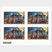 Teckel Honden Pompoen Halloween Funny Rechthoekige Sticker (Vel)