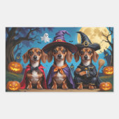 Teckel Honden Pompoen Halloween Funny Rechthoekige Sticker (Voorkant)