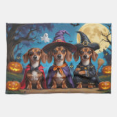 Teckel Honden Pompoen Halloween Funny Theedoek (Horizontaal)
