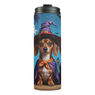 Teckel Honden Pompoen Halloween Funny Thermosbeker