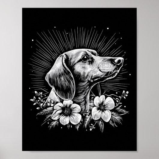 Teckel Hondenliefhebber Retro Style Tattoo Poster (Voorkant)