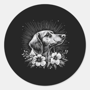 Teckel Hondenliefhebber Retro Style Tattoo Ronde Sticker