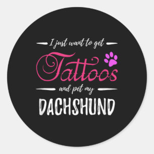 Teckel Hondenliefhebber Tattoo Shirt Funny Dog Mom Ronde Sticker