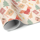 Teckel hondenliefhebbers retro kerstcadeau cadeaupapier (Rol Hoek)