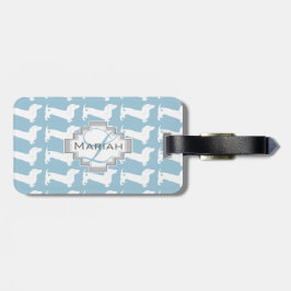 Teckel hondenpatroon monogram bagagelabel