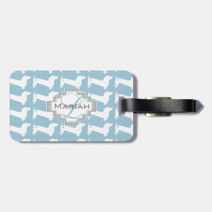 Teckel hondenpatroon monogram bagagelabel