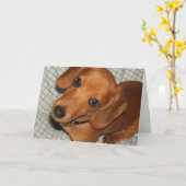 Teckel Huisdier Puppy Ogen Kaart (Gele Bloem)