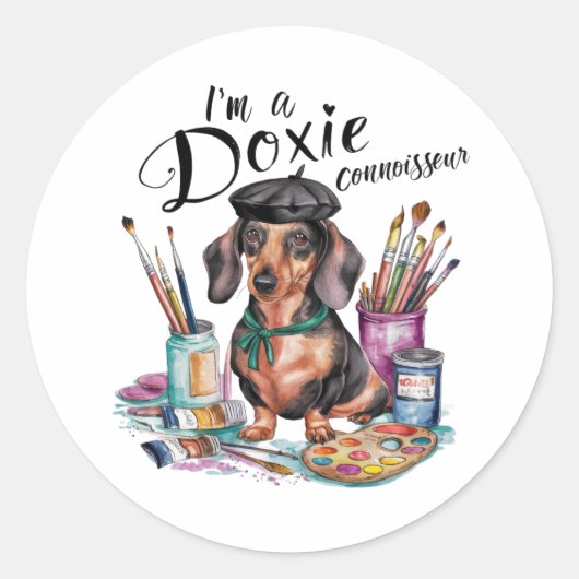 Teckel Ik ben een Doxie kenner Ronde Sticker (Voorkant)
