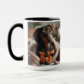 Teckel in Deken Kerst Koffie Mok Cup (Links)