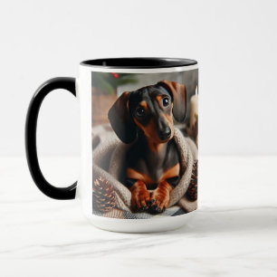 Teckel in Deken Kerst Koffie Mok Cup