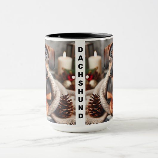 Teckel in Deken Kerst Koffie Mok Cup (Midden)
