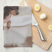 Teckel in het bad theedoek (Quarter Fold)