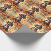 Teckel in het najaar verlaat Thanksgiving kunst Cadeaupapier (Hoek)