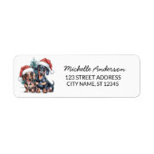 Teckel in Santa Hat Kerst Terug Adres Etiket (Voorkant)