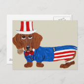 Teckel in Uncle Sam Suit Briefkaart (Voorkant / Achterkant)