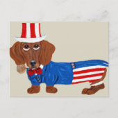Teckel in Uncle Sam Suit Briefkaart (Voorkant)