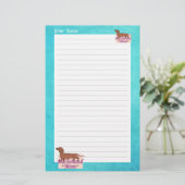 Teckel Jouw naam Mom Blauwgroen Edge Lined Station Briefpapier (Staand voorkant)