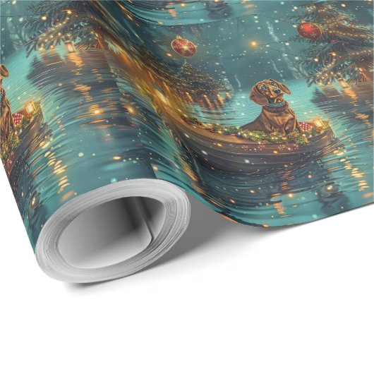 Teckel Kerst Feestelijke reis Cadeaupapier (Rol Hoek)