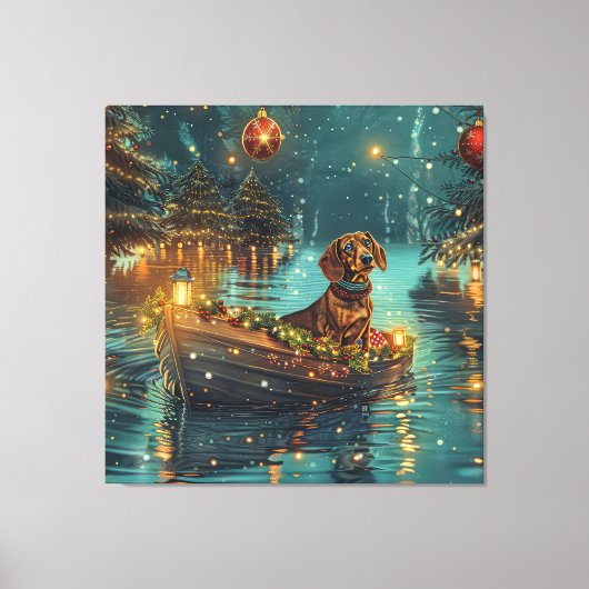 Teckel Kerst Feestelijke reis Canvas Afdruk (Voorkant)