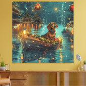 Teckel Kerst Feestelijke reis Canvas Afdruk (Insitu (Woonkamer))